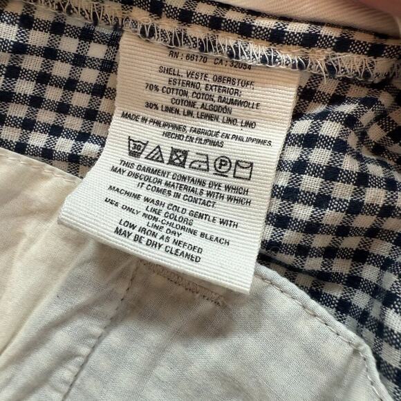 CARTONNIER BY ANTHROPOLOGY Gingham Tie Waist Shorts Women White/Blue Sz 0 - Picture 13 of 14